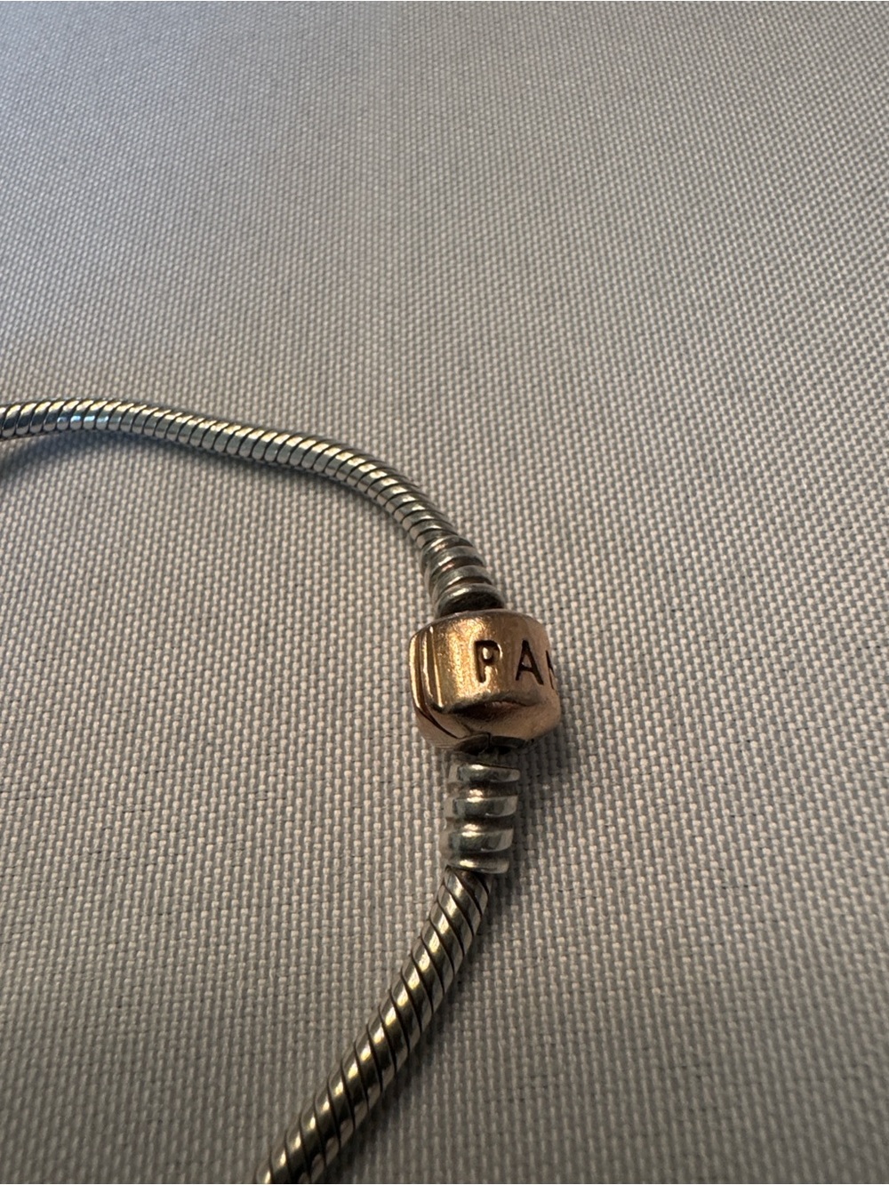 Pandora Two-Tone Snake Chain Bracelet with Rose Gold Heart Accent - Picture 4 of 6